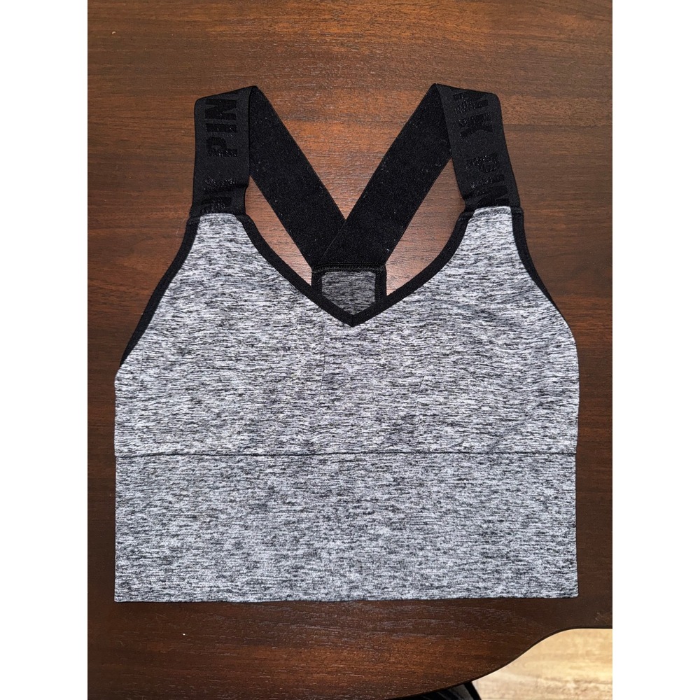 Victoria's Secret PINK Seamless Sports Bra‎ Cropped Top Grey Black Size XS